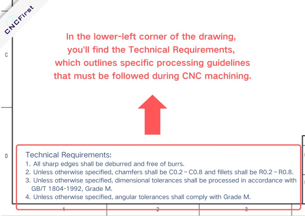 CNC technical drawing-manufacturer notes