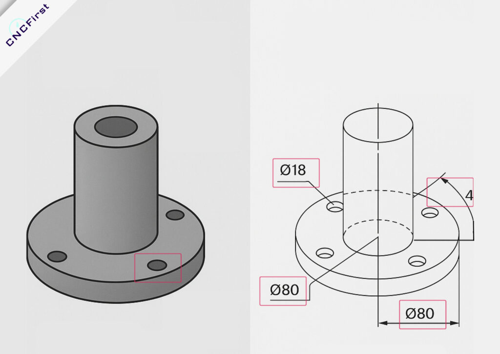 CNC technical drawing-threads and holes