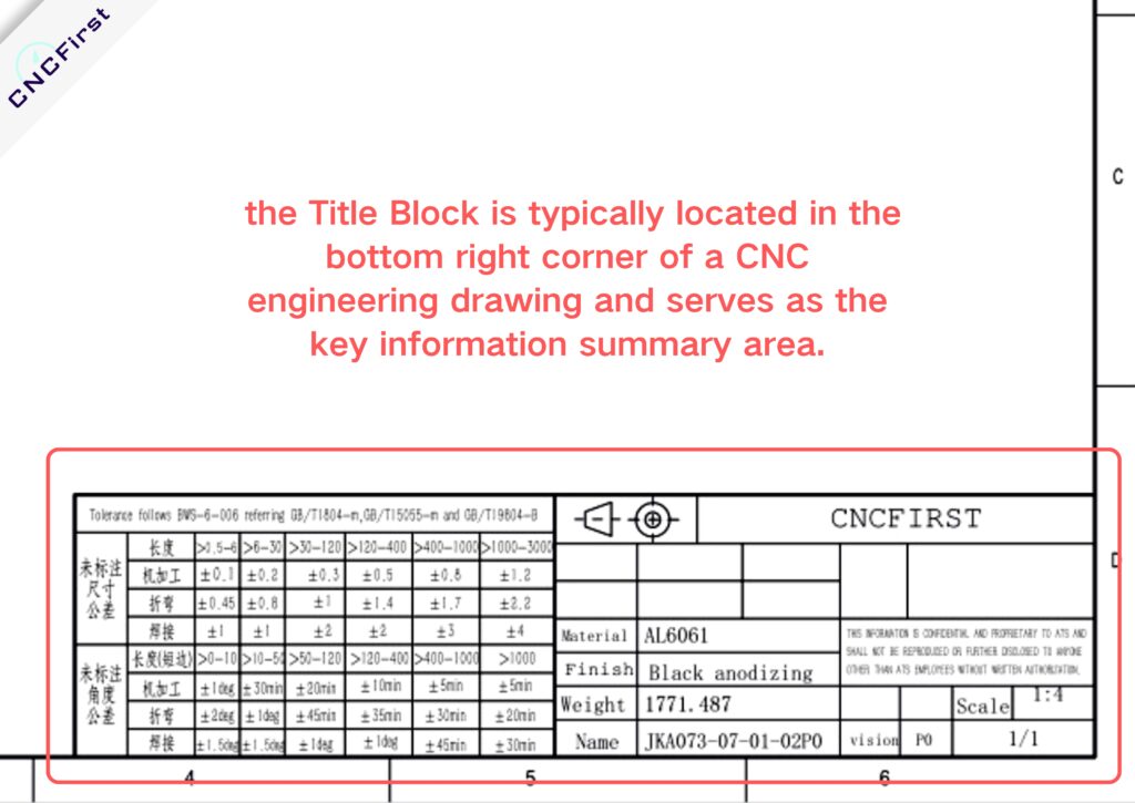 CNC technical drawing-title blank