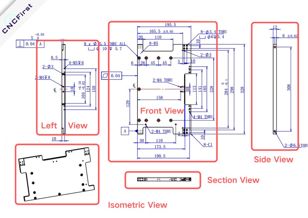 CNC technical drawing-types of views